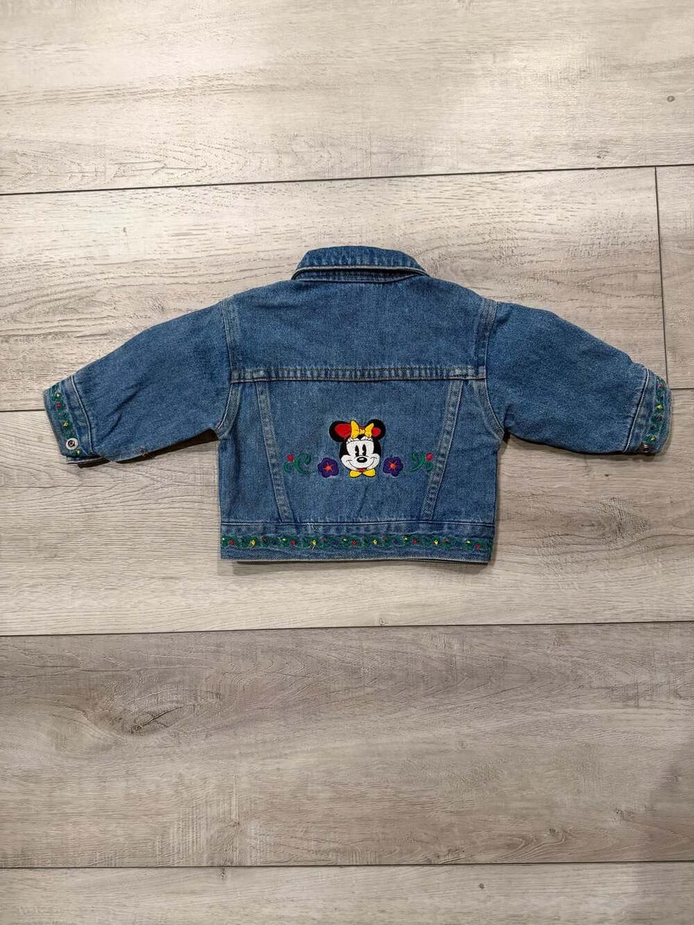 90s Vintage Disney Store Minnie Mouse Denim Jean Jacket Embroidered Blue Vintage